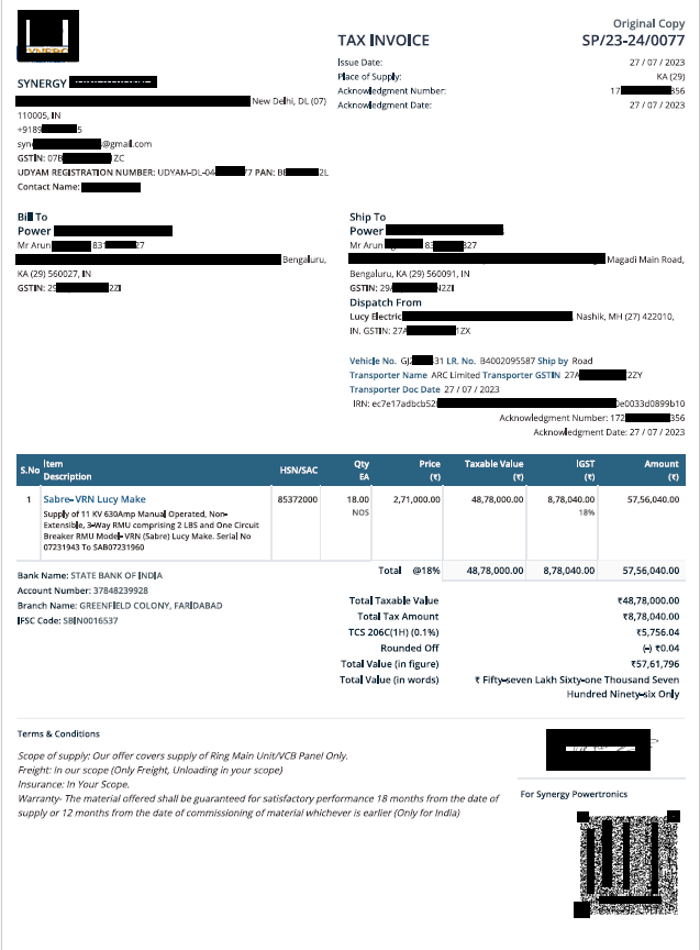 Online E-invoice
