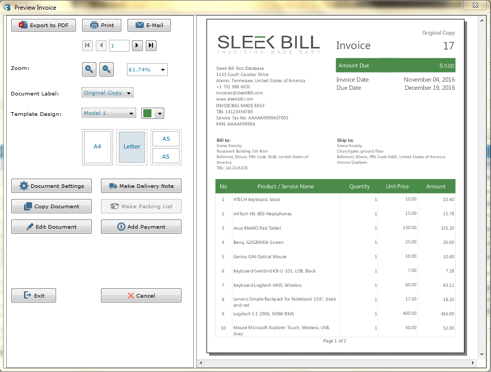 SEK Simple Invoicing Software – Networkable, PDF & Excel Export, Lifetime License (German)
